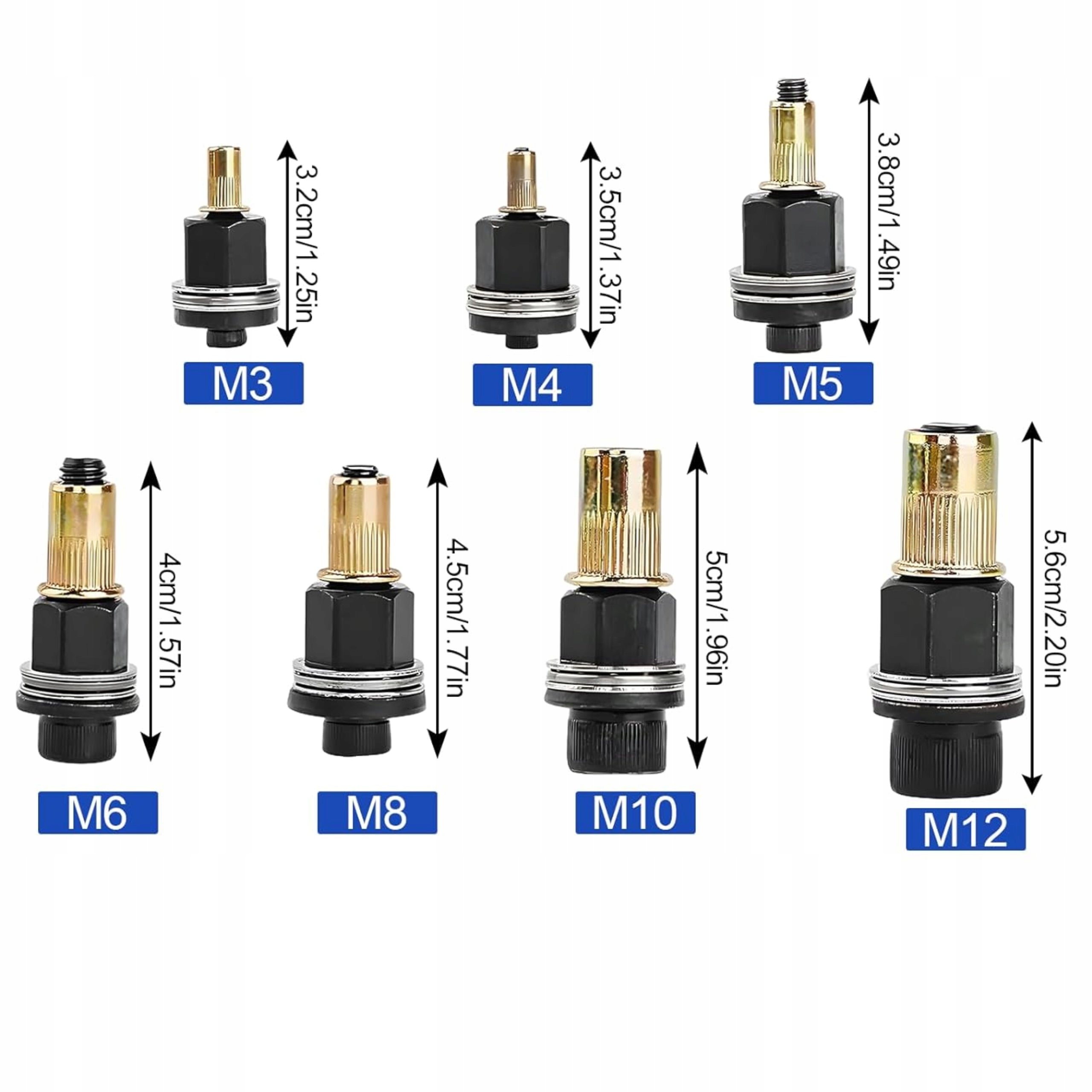 Set of Adapter Heads for Niton Nuts M3 M4 M5 M6 M8 M10 M12 7 pieces Packaging status original