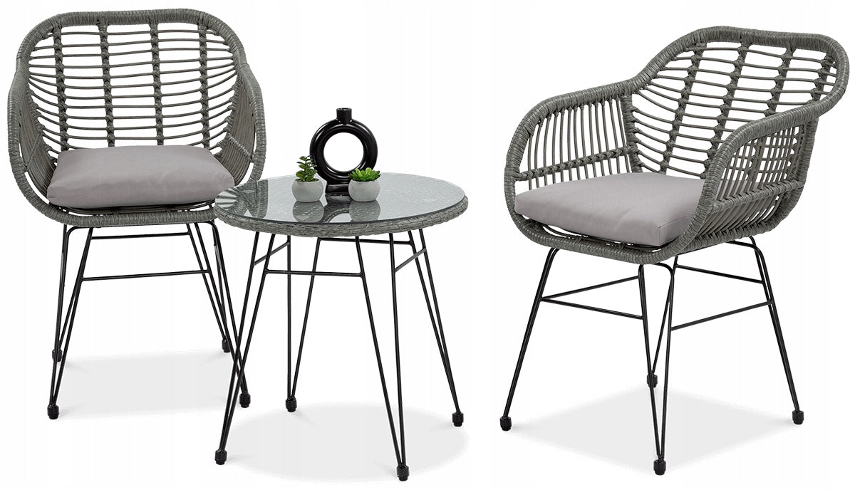 Set of BALCONY Garden Furniture for Balcony Terrace KUBU 2+1 Table Chairs For coffee set