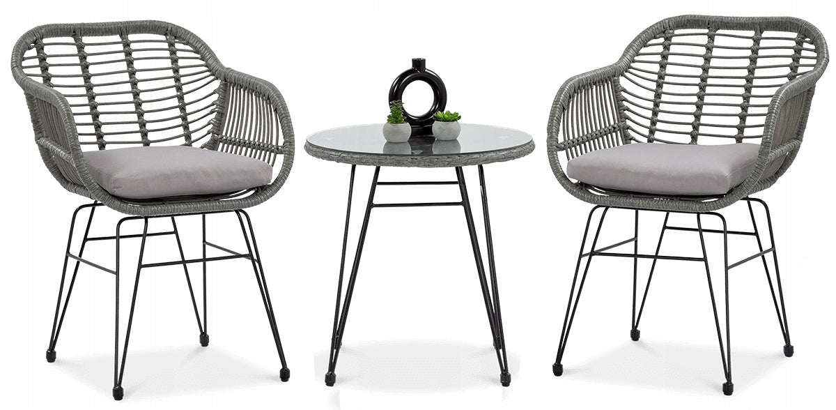 Set of BALCONY Garden Furniture for Balcony Terrace KUBU 2+1 Table Chairs Main material metal