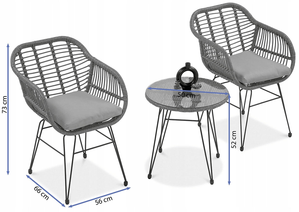 Set of BALCONY Garden Furniture for Balcony Terrace KUBU 2+1 Table Chairs Packaging status original