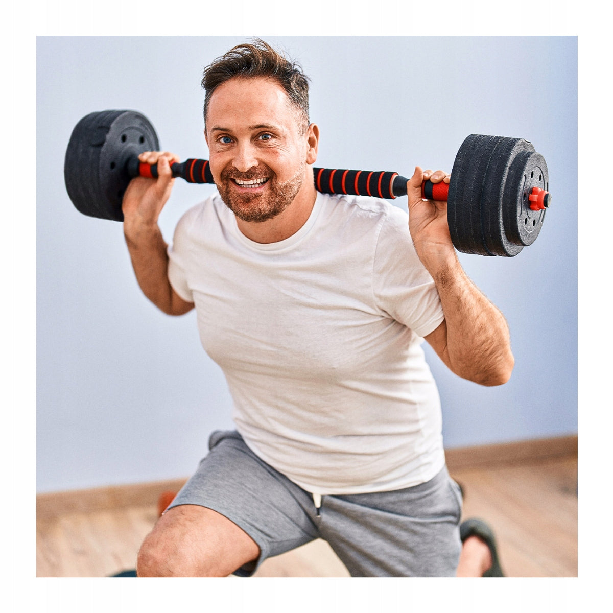 Set of Bitumen Dumbbells Athler Dumbbells ADJUSTABLE BARBELL 40KG 3in1 GRIFFIN Brand ATHLER