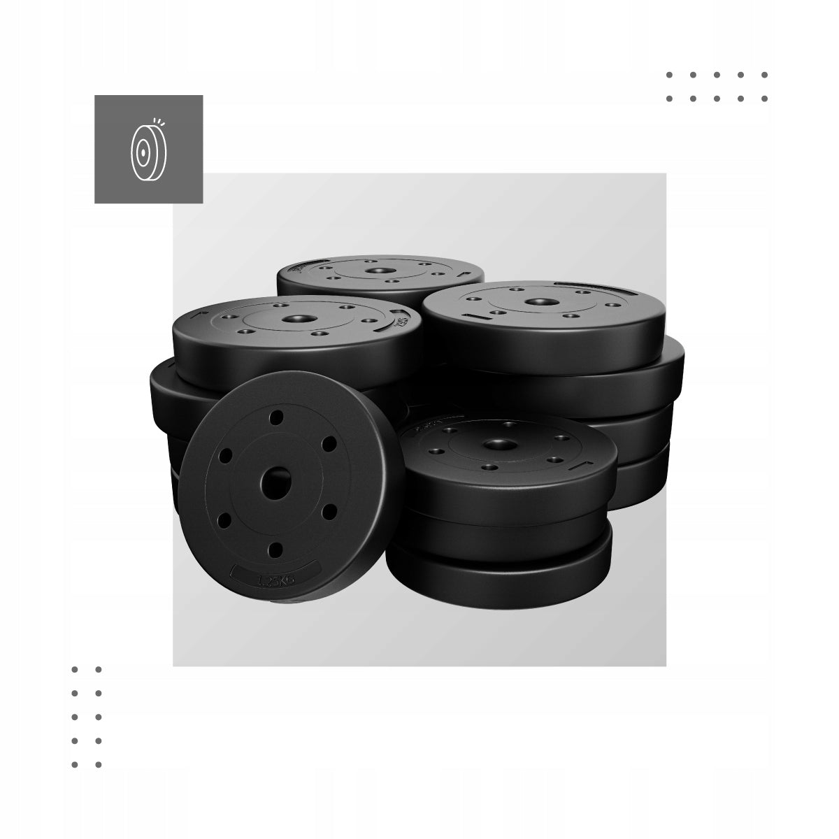 Set of Bitumen Dumbbells Athler Dumbbells ADJUSTABLE BARBELL 40KG 3in1 GRIFFIN Kind vinyl
