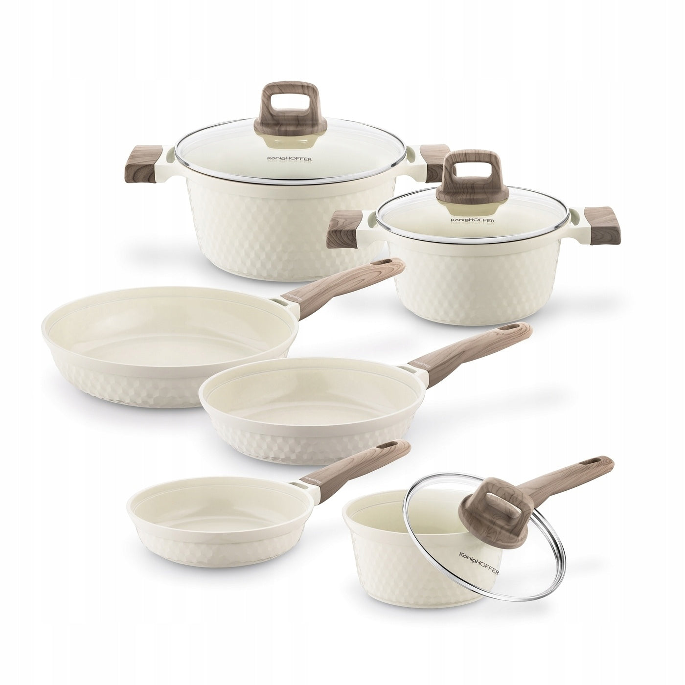 Set of CERAMIC POTS Induction PAN Cream Konighoffer Rosti 9el