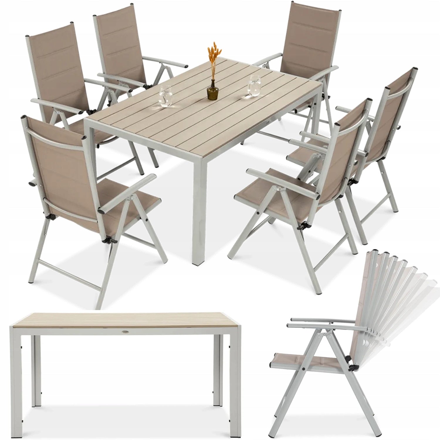Set of Dining Garden Furniture SYDNEY Table 150cm 6x Garden Chair