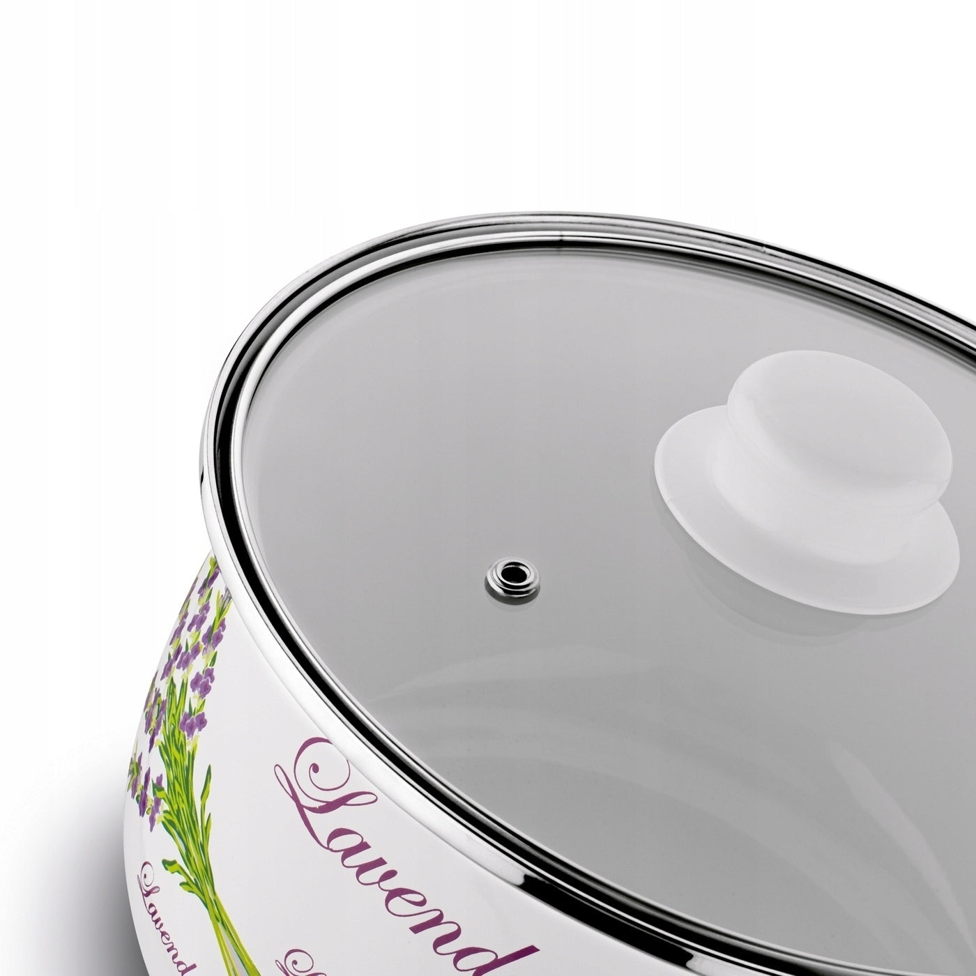 Set of Enamel Pots 6 Elements Lid Handles Induction Gas Solid Color white