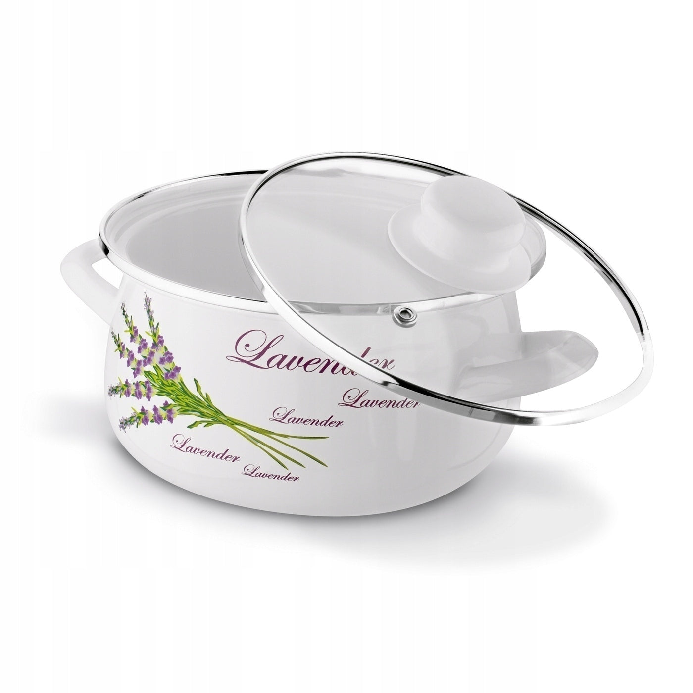 Set of Enamel Pots 6 Elements Lid Handles Induction Gas Solid Number of items in the set 6