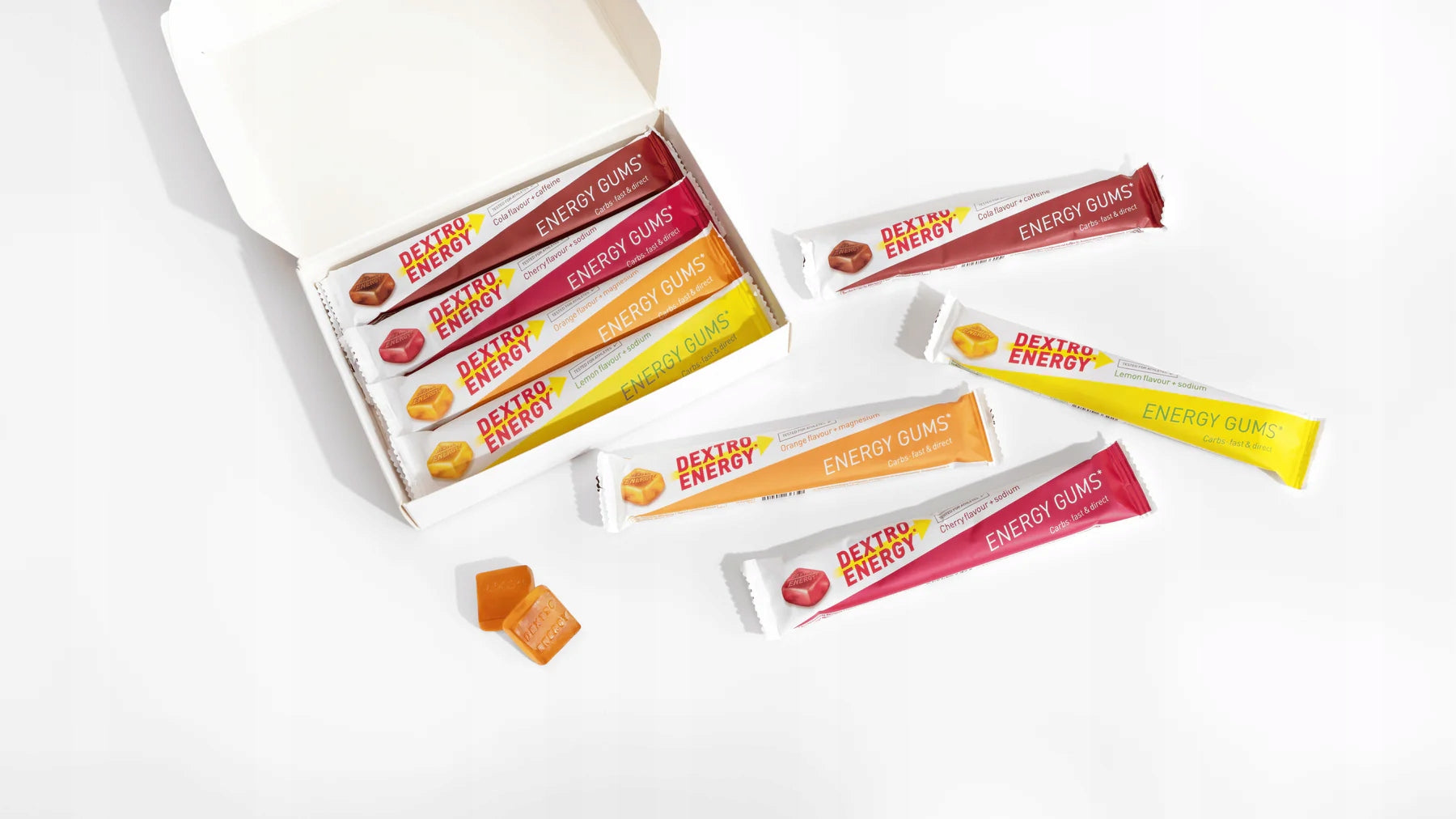 Set of Energy Gummies Dextro Energy Gums mix 8 Pieces Caffeine Magnesium Expiration date at least 3 months from the date of purchase