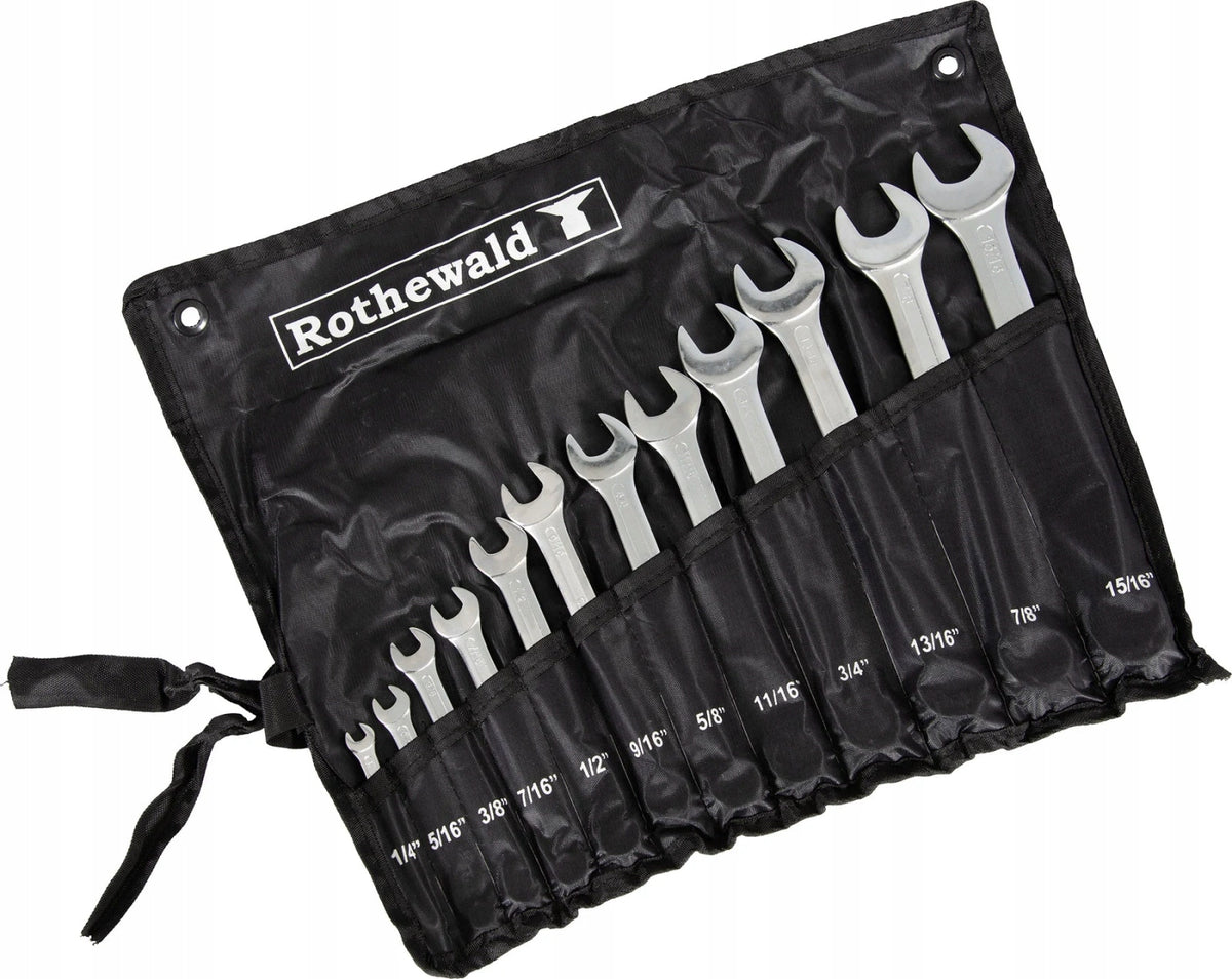 Set of Flat Eye Wrenches Inch Rothewald 12 el. CrV DIN