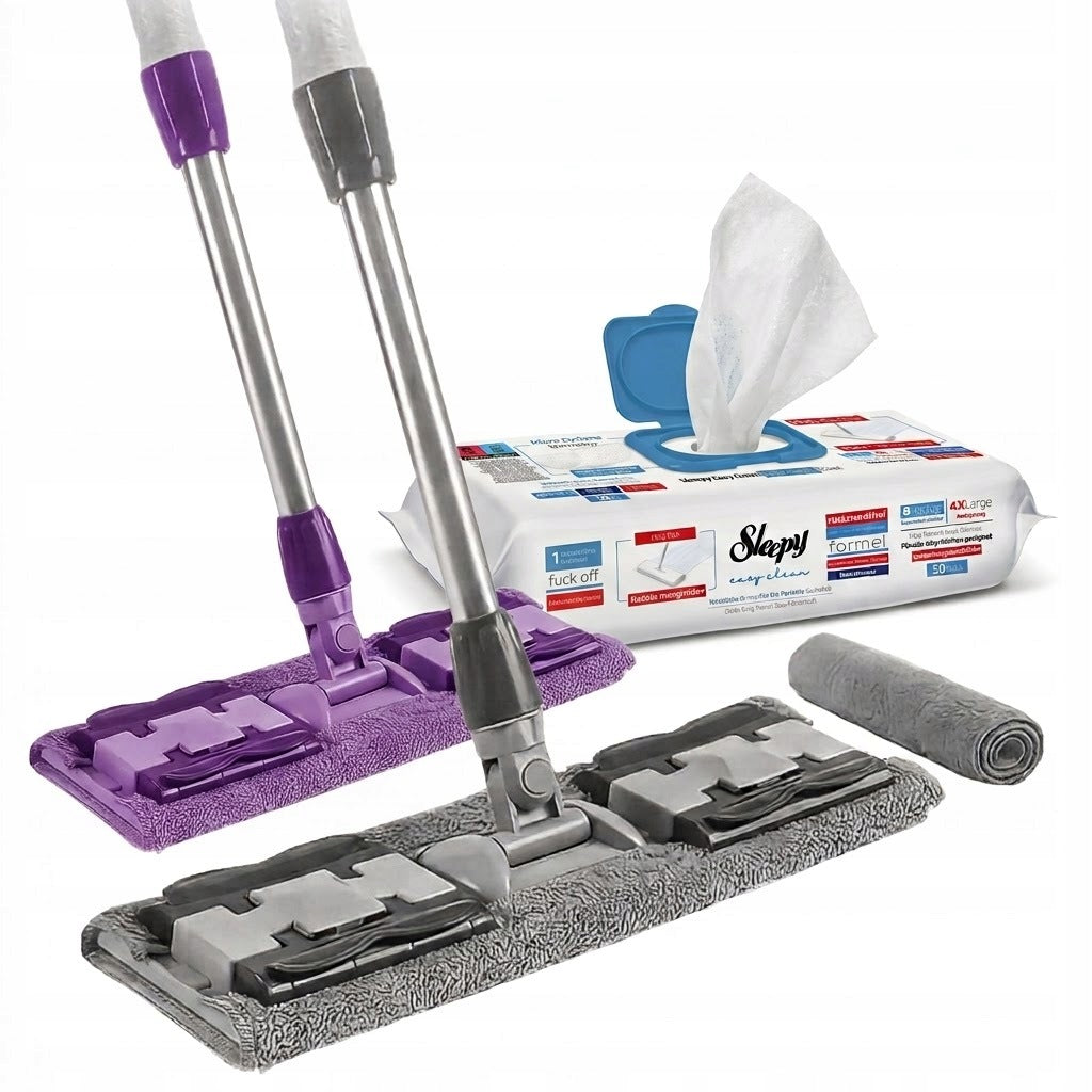 Set of Flat Mop SLEEPY + Moisturized Wipes for Floors Easy Clean 50pcs