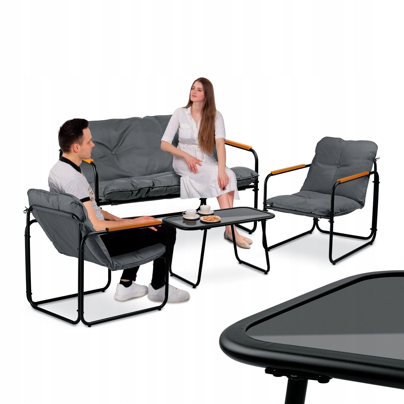 Set of GARDEN FURNITURE Terraced Sofa CHAIRS TABLE Tadar Terrazzo 4 el