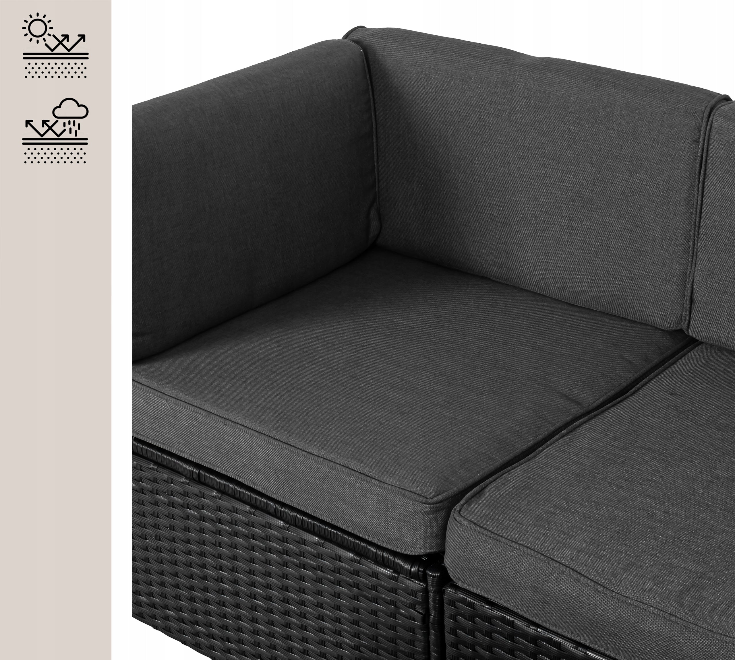 Set of GARDEN FURNITURE corner RUBI set of furniture for terrace TECHNORATTAN Set contents corner sofa low coffee table