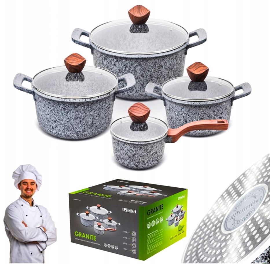 Set of GRANITe pots 8 el. INDUCTION GRANITE GAS for OVEN
