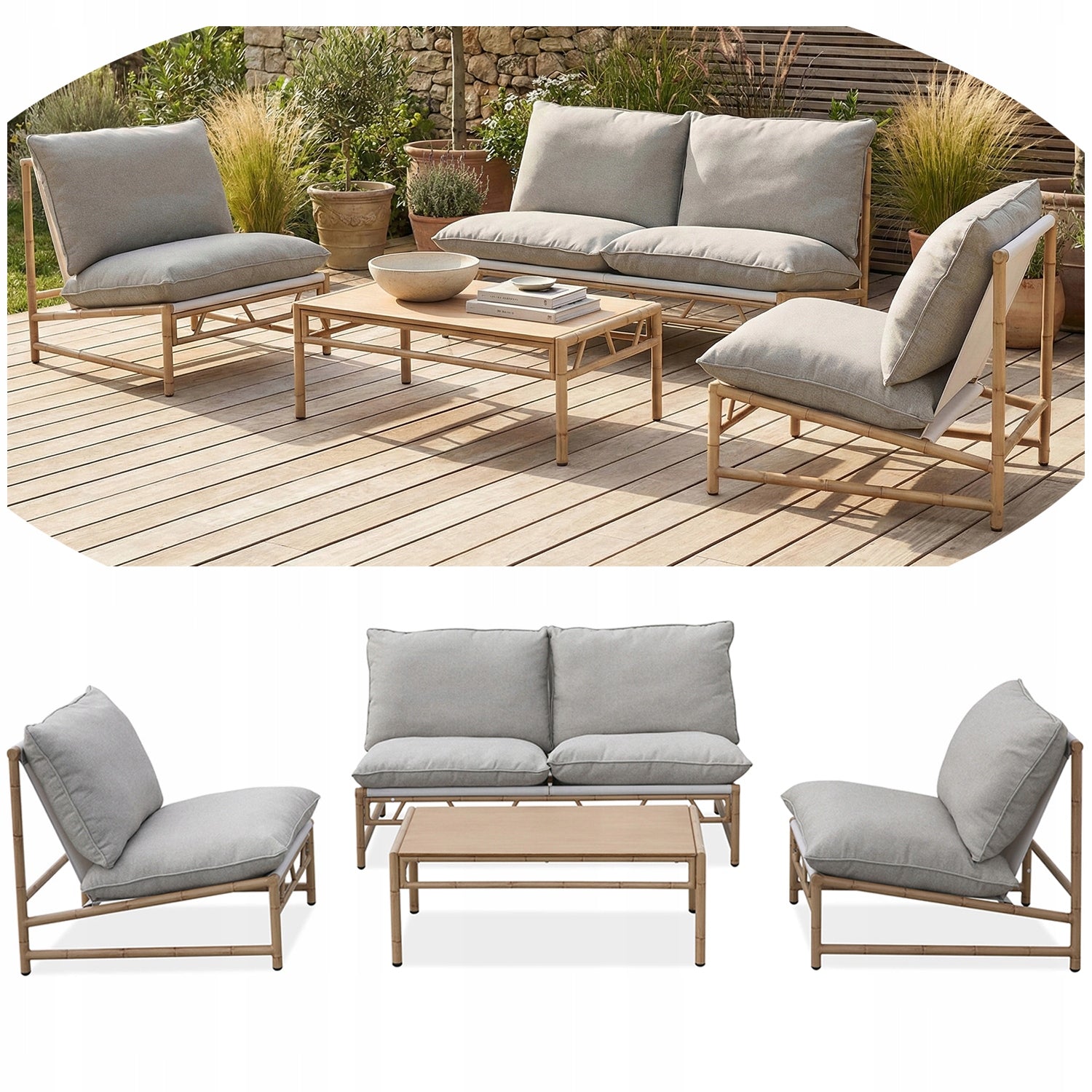 Set of Garden Furniture MAKANI Garden Furniture Armchair Table for Terrace Balcony