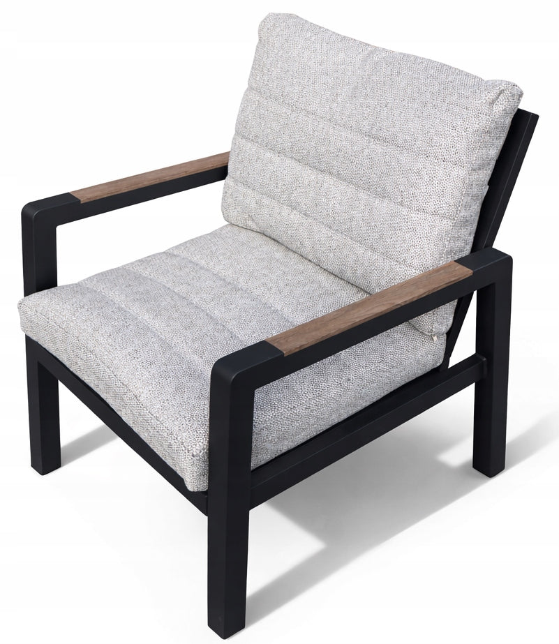 Set of Garden Furniture Modular Aluminum Corner Table 2 Graphite Armchairs Line Alu Loft