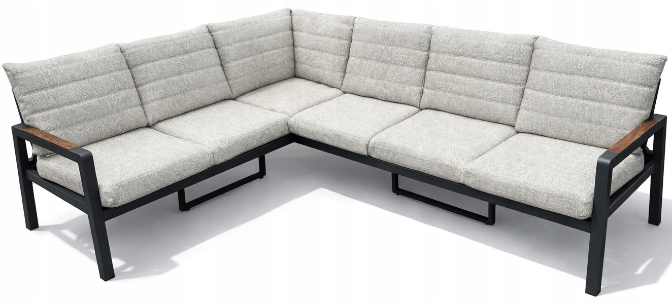 Set of Garden Furniture Modular Aluminum Corner Table 2 Graphite Armchairs Main material aluminum