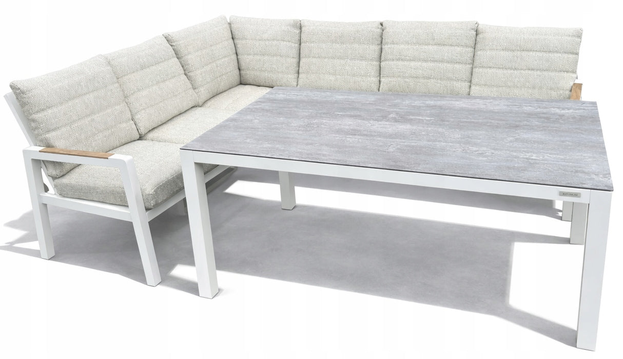 Set of Garden Furniture Modular Aluminum Corner + Table + 3 Armchairs White Manufacturer Just Relax