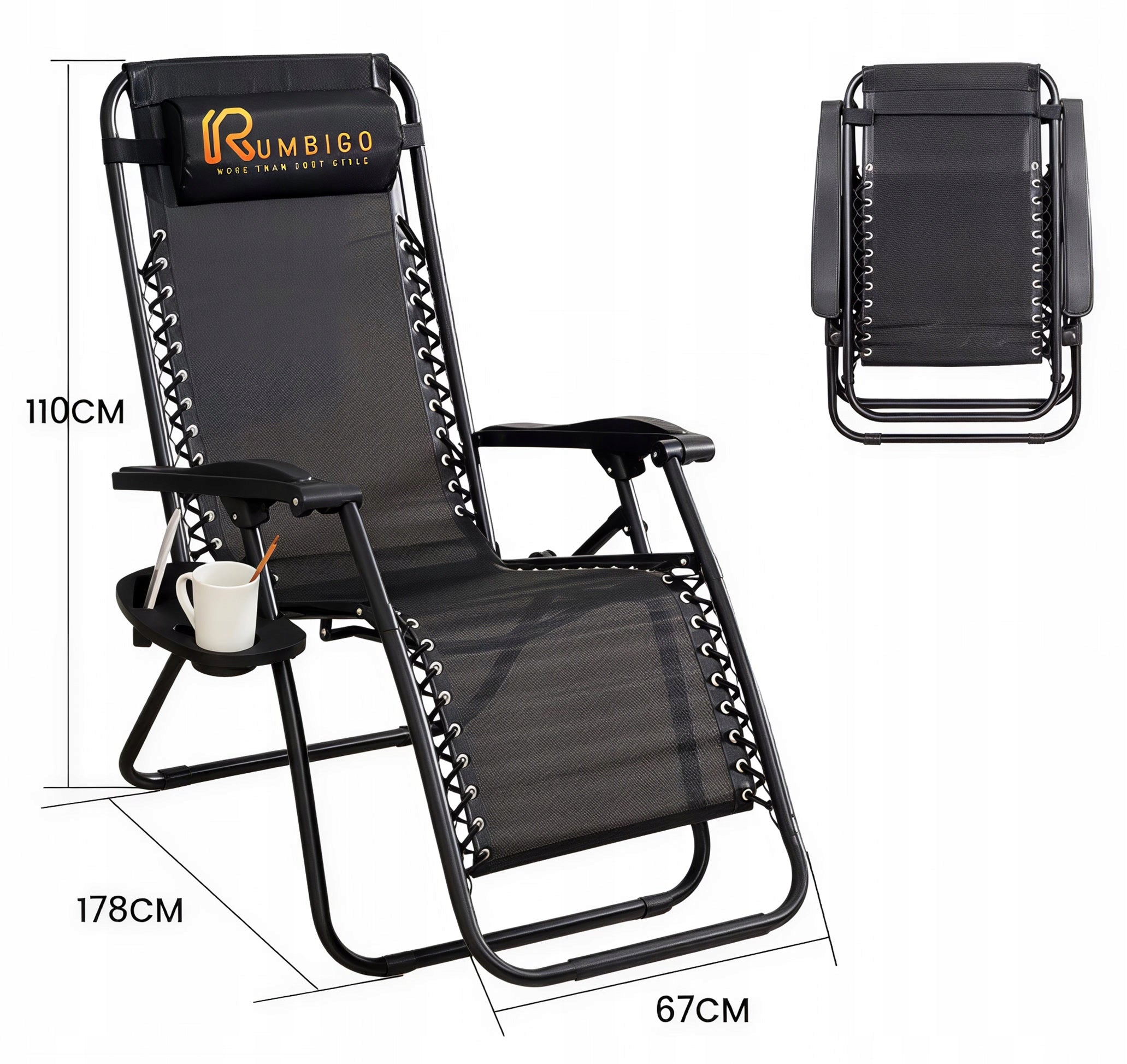 Set of Garden Loungers RUMBIGO with Gravity Table Zero Gravity Seat material synthetic material