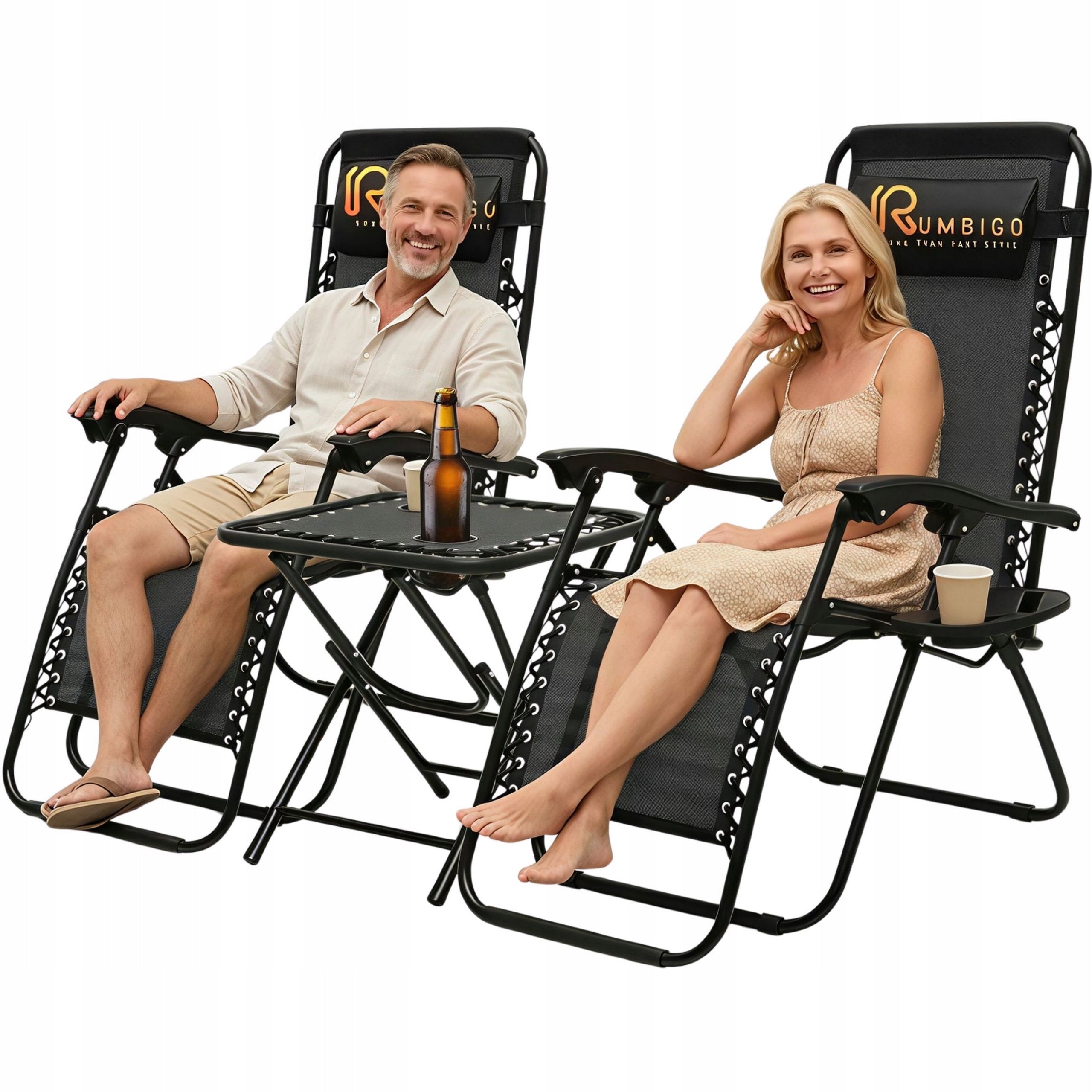 Set of Garden Loungers RUMBIGO with Gravity Table Zero Gravity