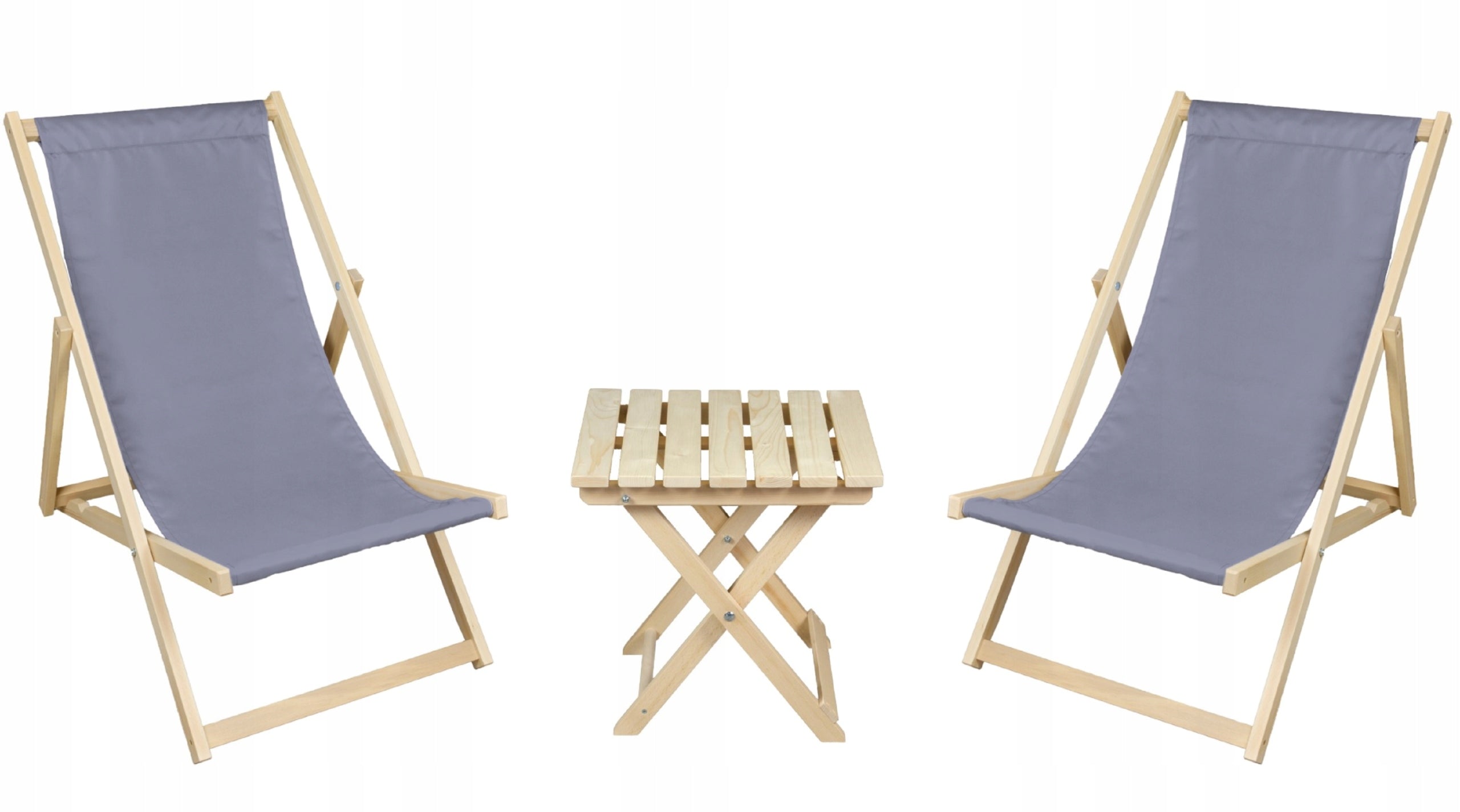Set of Grey 2 Deckchairs + Table from the Manufacturer