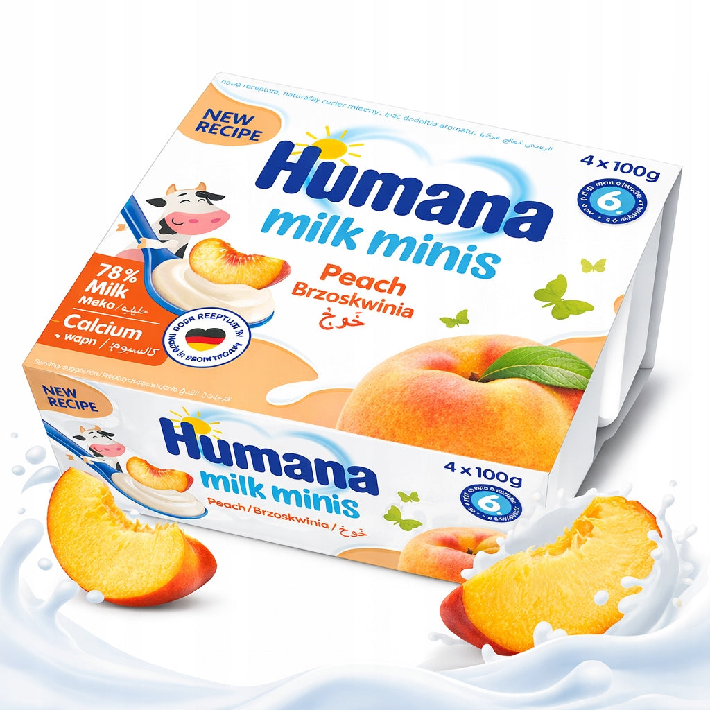 Set of Humana Milk Minis Peach Baby Dessert 4x400 g Brand Humana