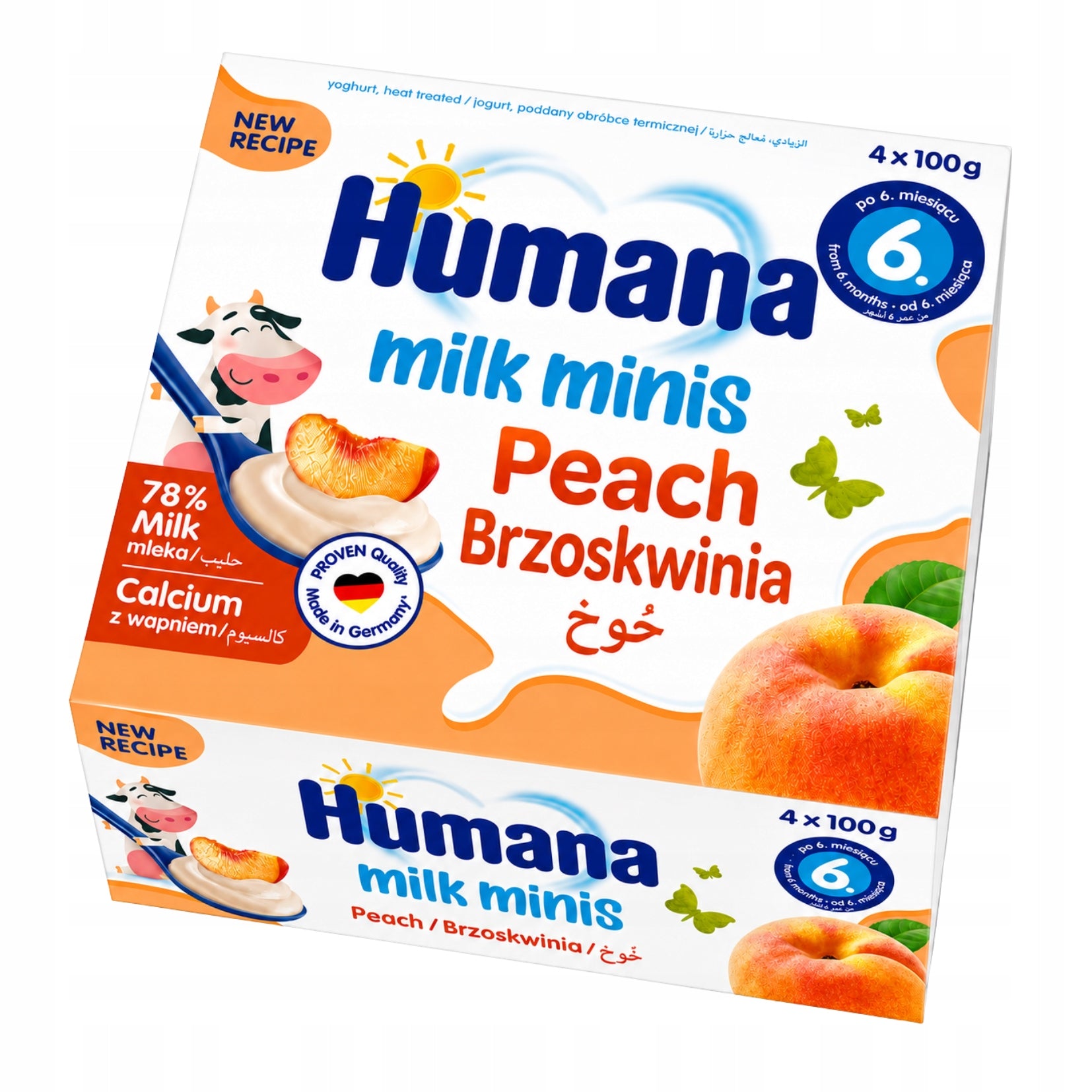 Set of Humana Milk Minis Peach Baby Dessert 4x400 g Packaging status original