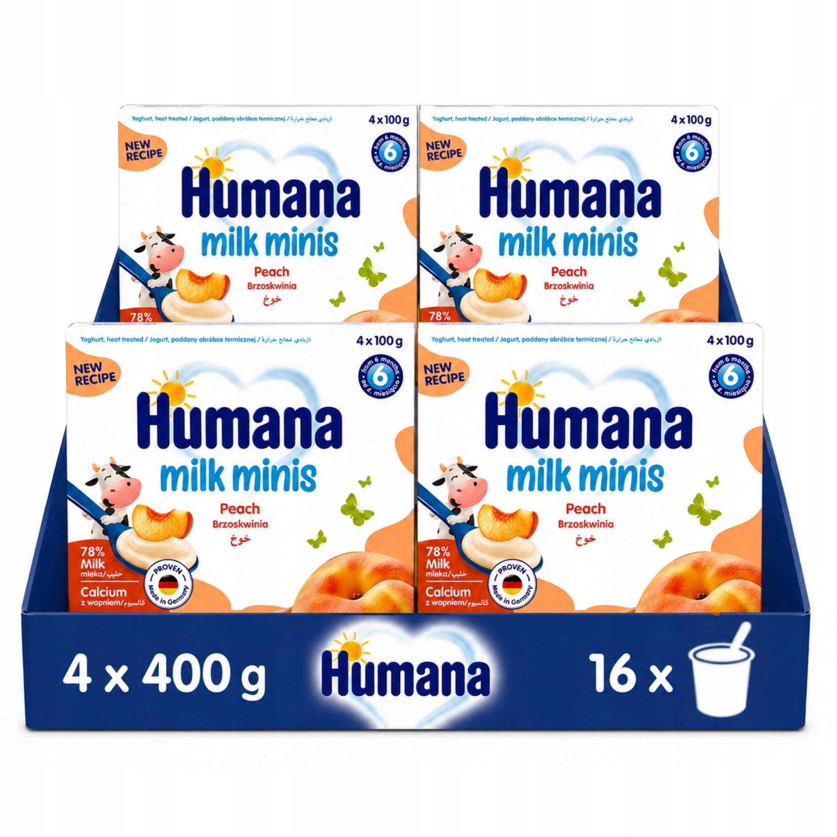 Set of Humana Milk Minis Peach Baby Dessert 4x400 g
