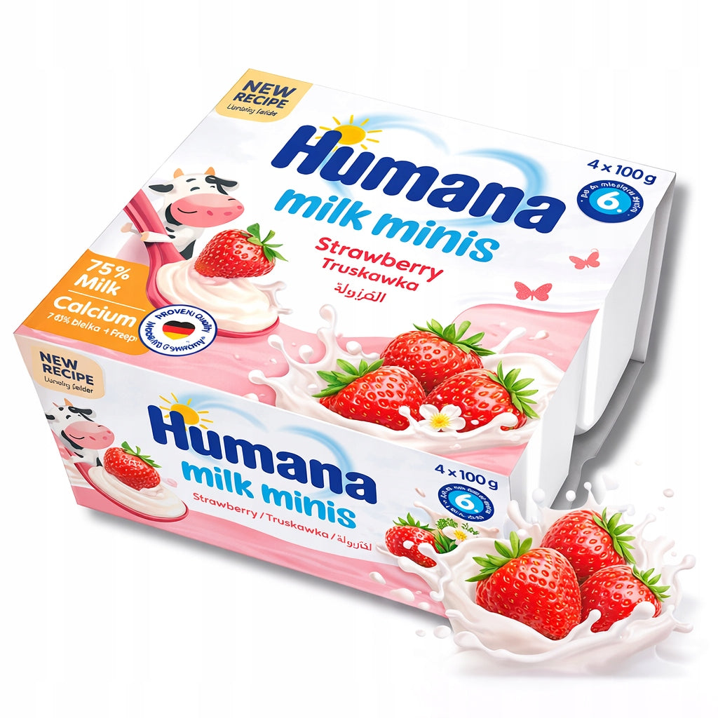 Set of Humana Milk Minis Strawberry Baby Dessert 4x400 g Brand Humana