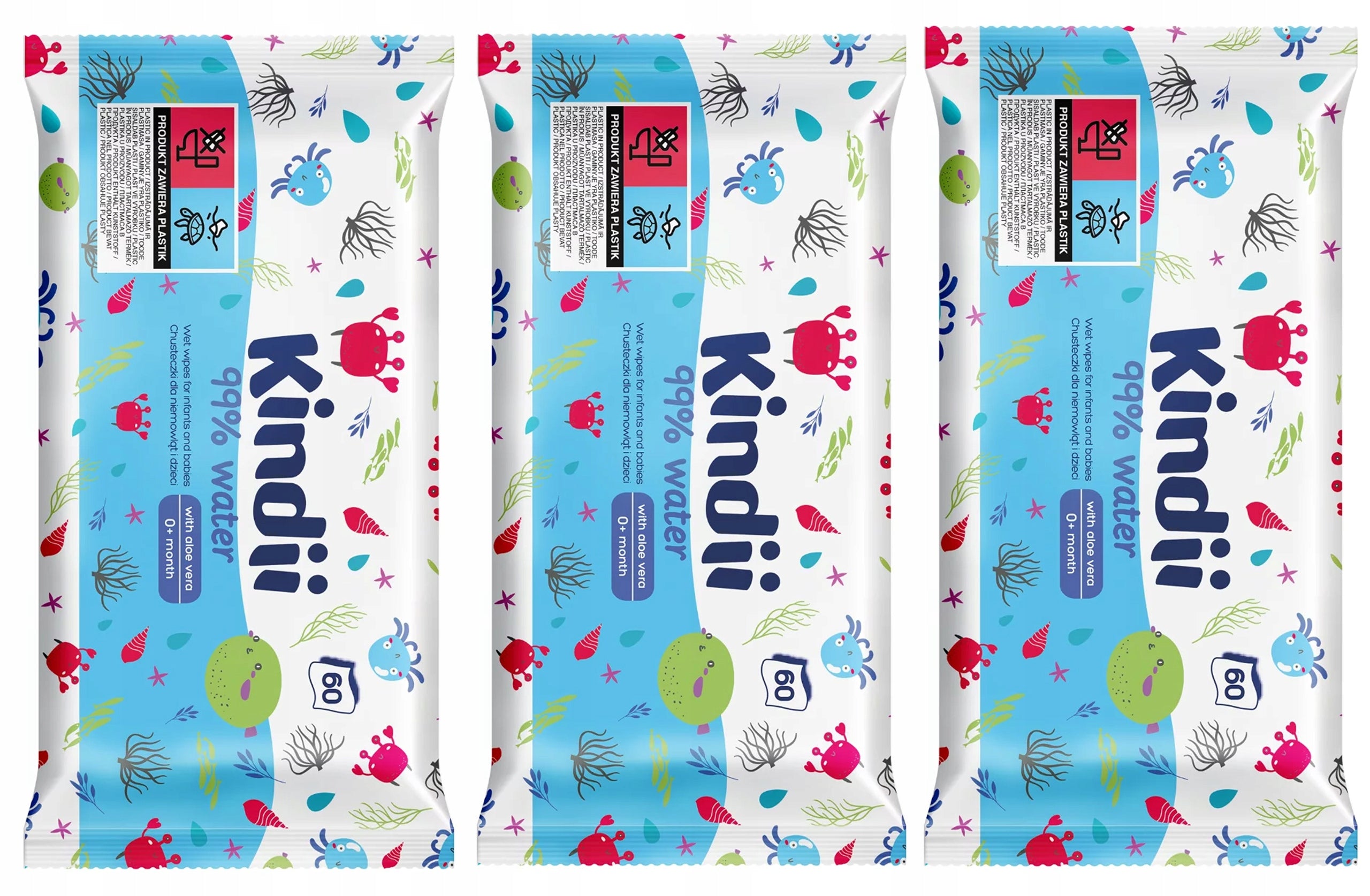 Set of Kindii wet wipes 180 sz with ALOE 99% WATER 0m+