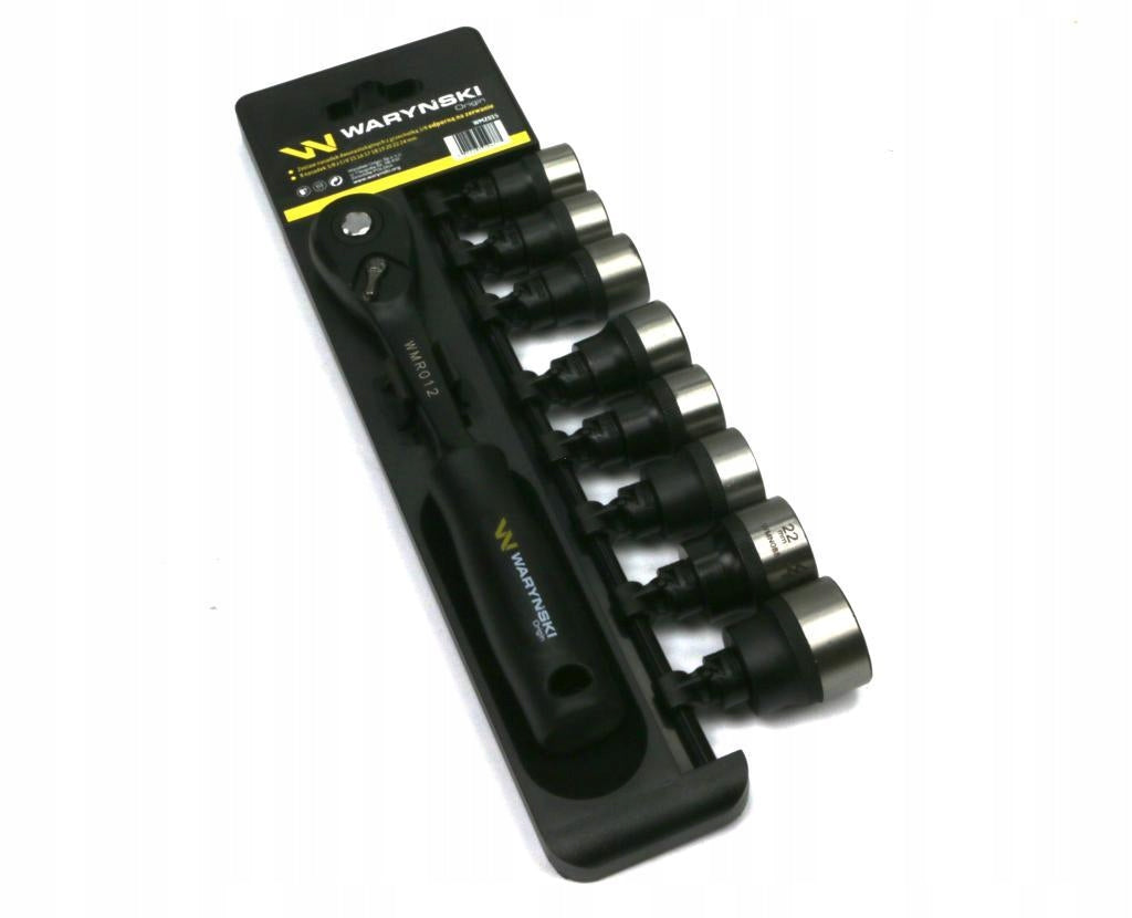 Set of L sockets 3/8 15 16 17 18 19 20 22 24 mm with ratchet Waryński Brand Waryński