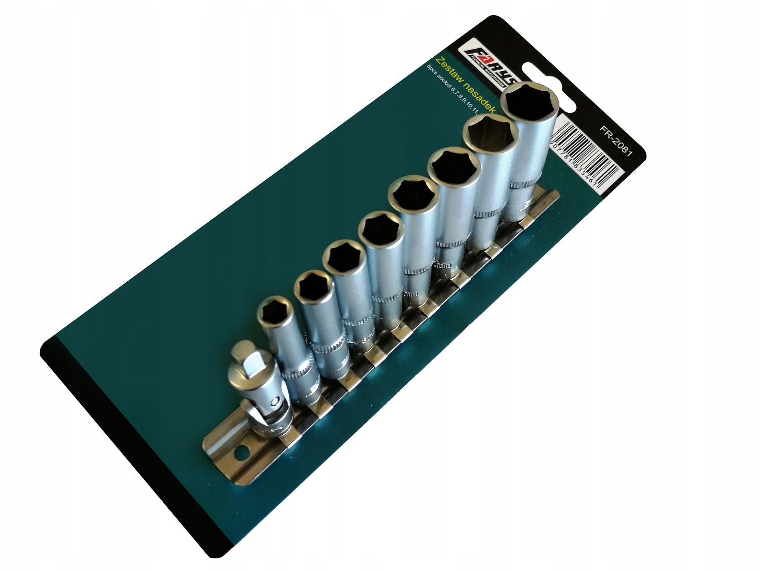 Set of Long Caps 1/4” 6 – 13 mm 6-angle + Cardan Joint Farys EAN (GTIN) 5907781835461