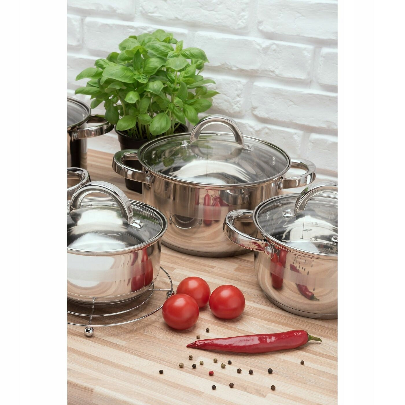 Set of POTS INDUCTION Gas LID Solid Tadar Roger 12 el Color silver
