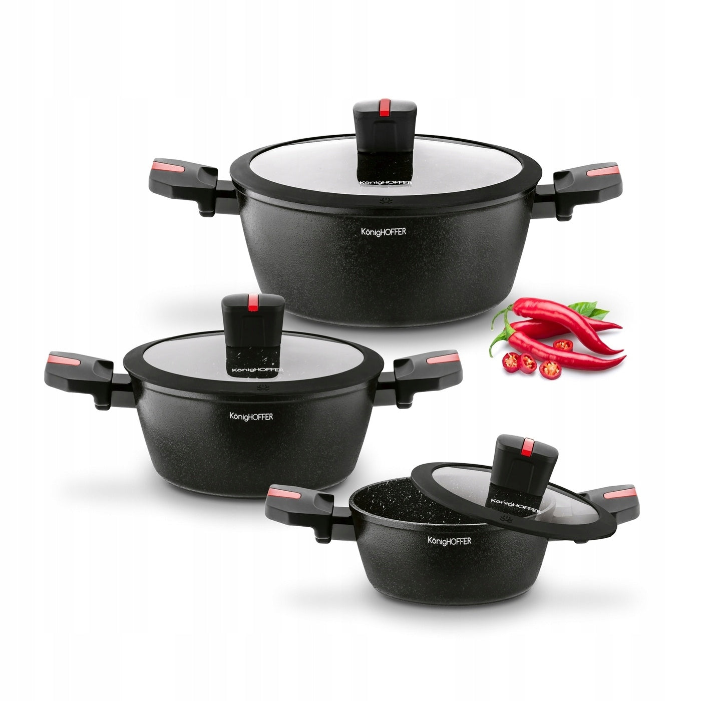 Set of POTS Induction Lids GAS Konighoffer Canise 6el 16/20/24cm