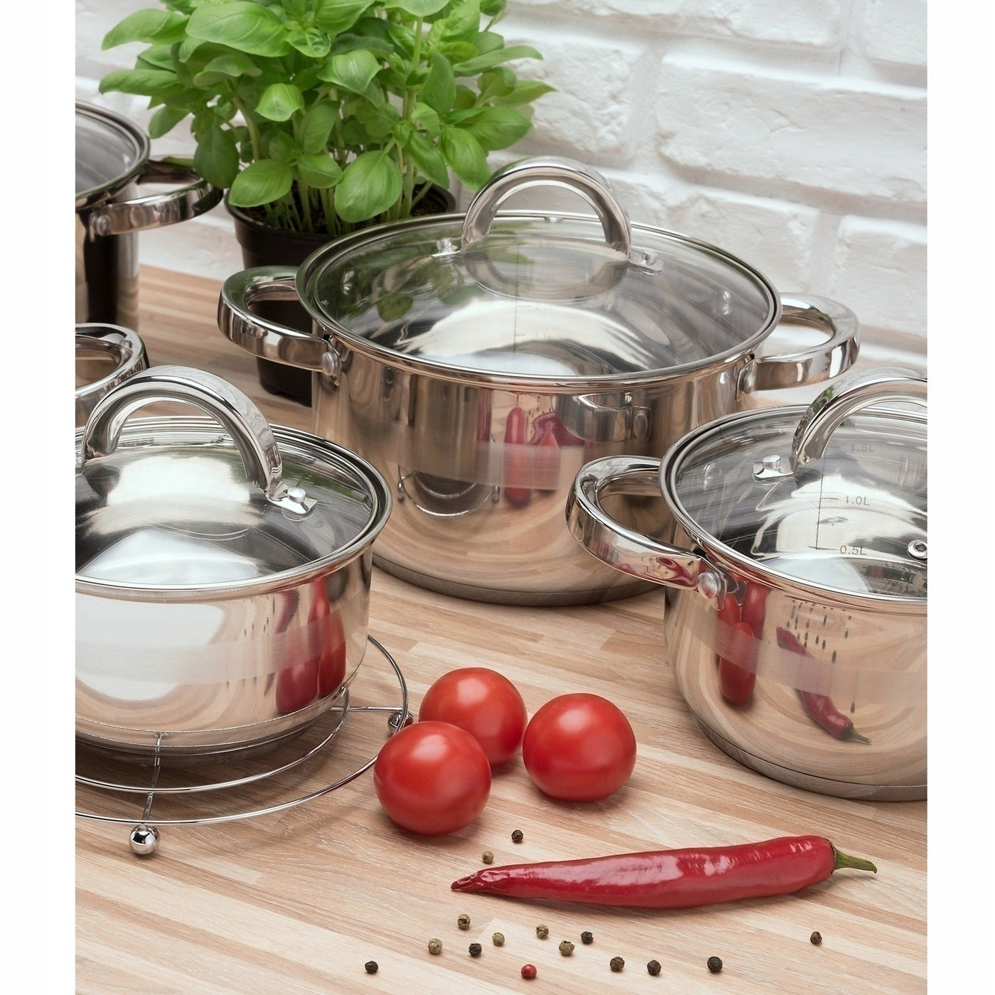 Set of POTS + PAN Rondel INDUCTION Gas with LIDS Tadar Roger 12el Packaging status original