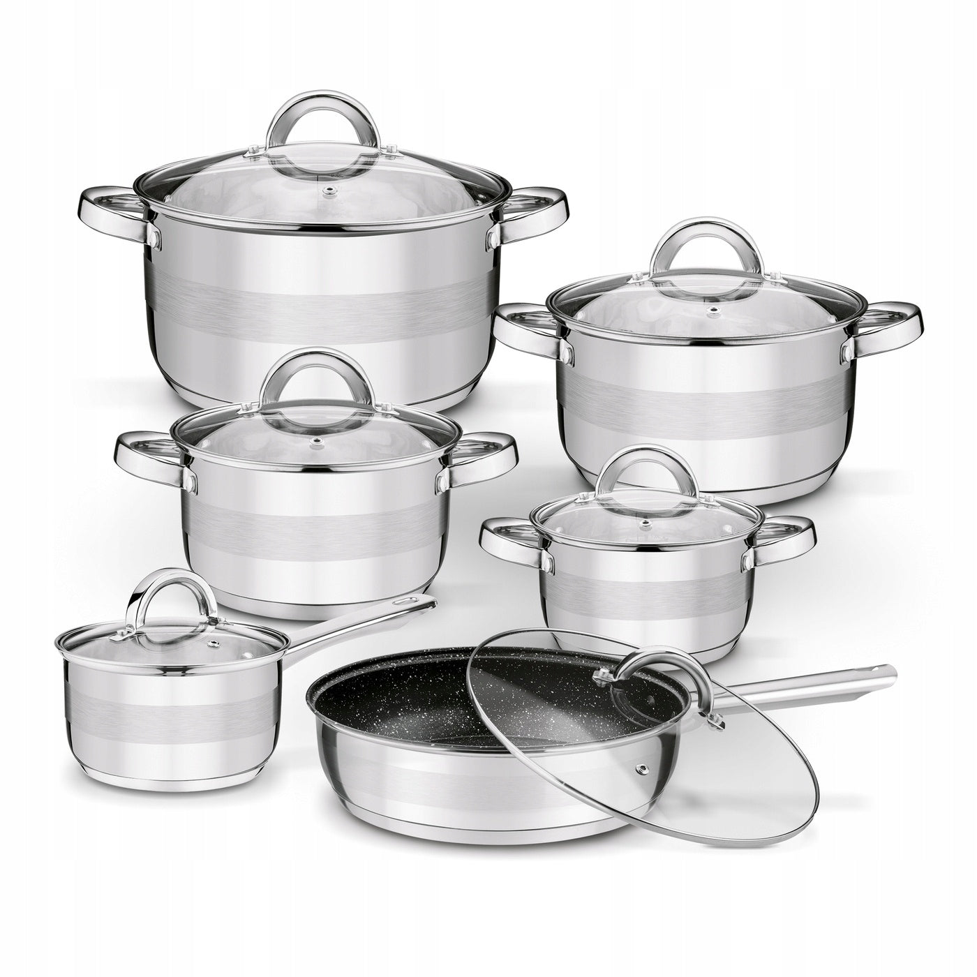 Set of POTS + PAN Rondel INDUCTION Gas with LIDS Tadar Roger 12el