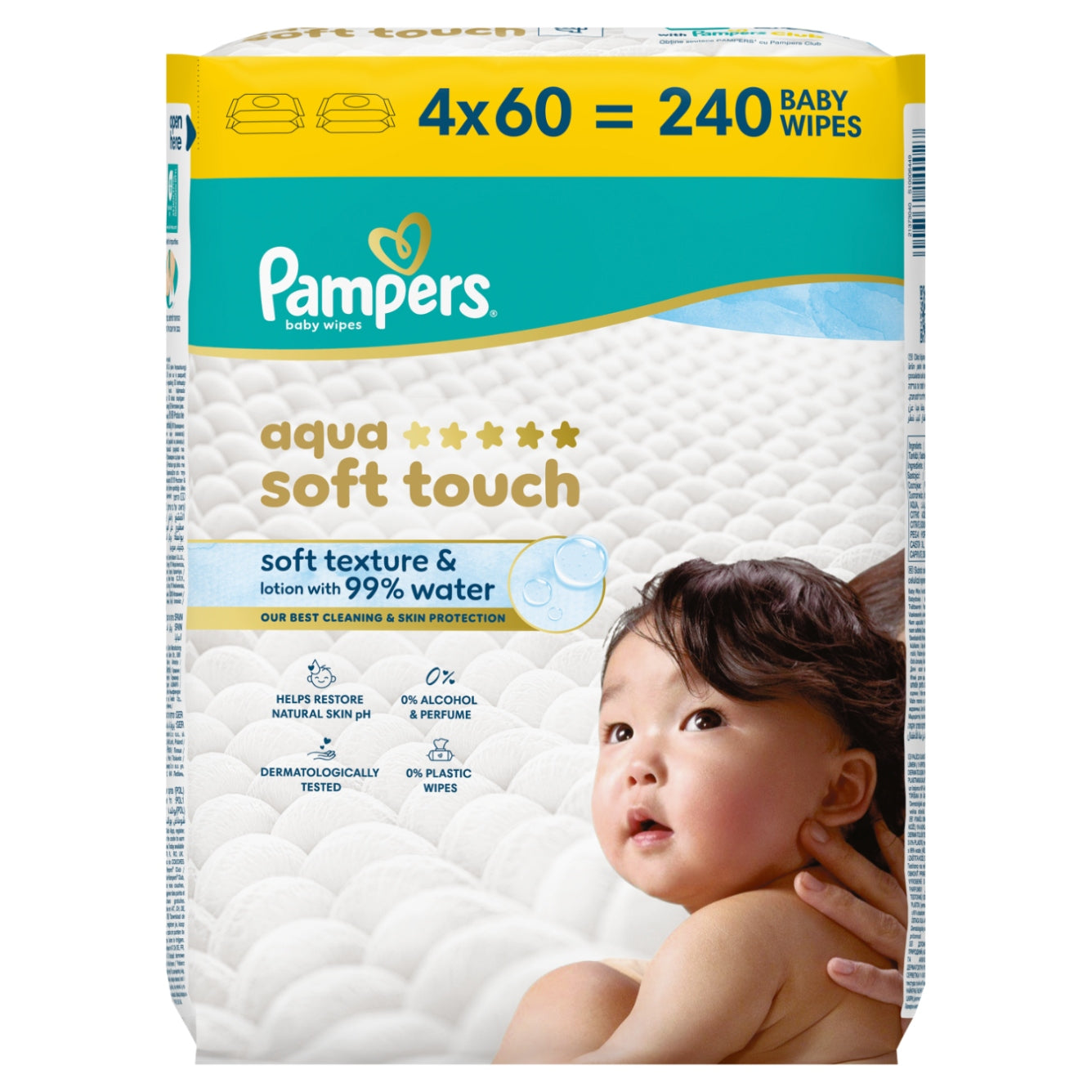 Set of Pampers Aqua Soft Touch Wipes for Children, 240 pcs x2 Brand Pampers