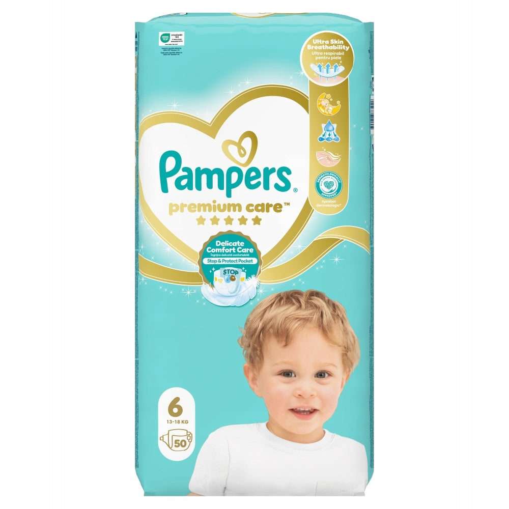 Set of Pampers Premium Care size 6, 2x50 pcs, 13kg-18kg Packaging status original