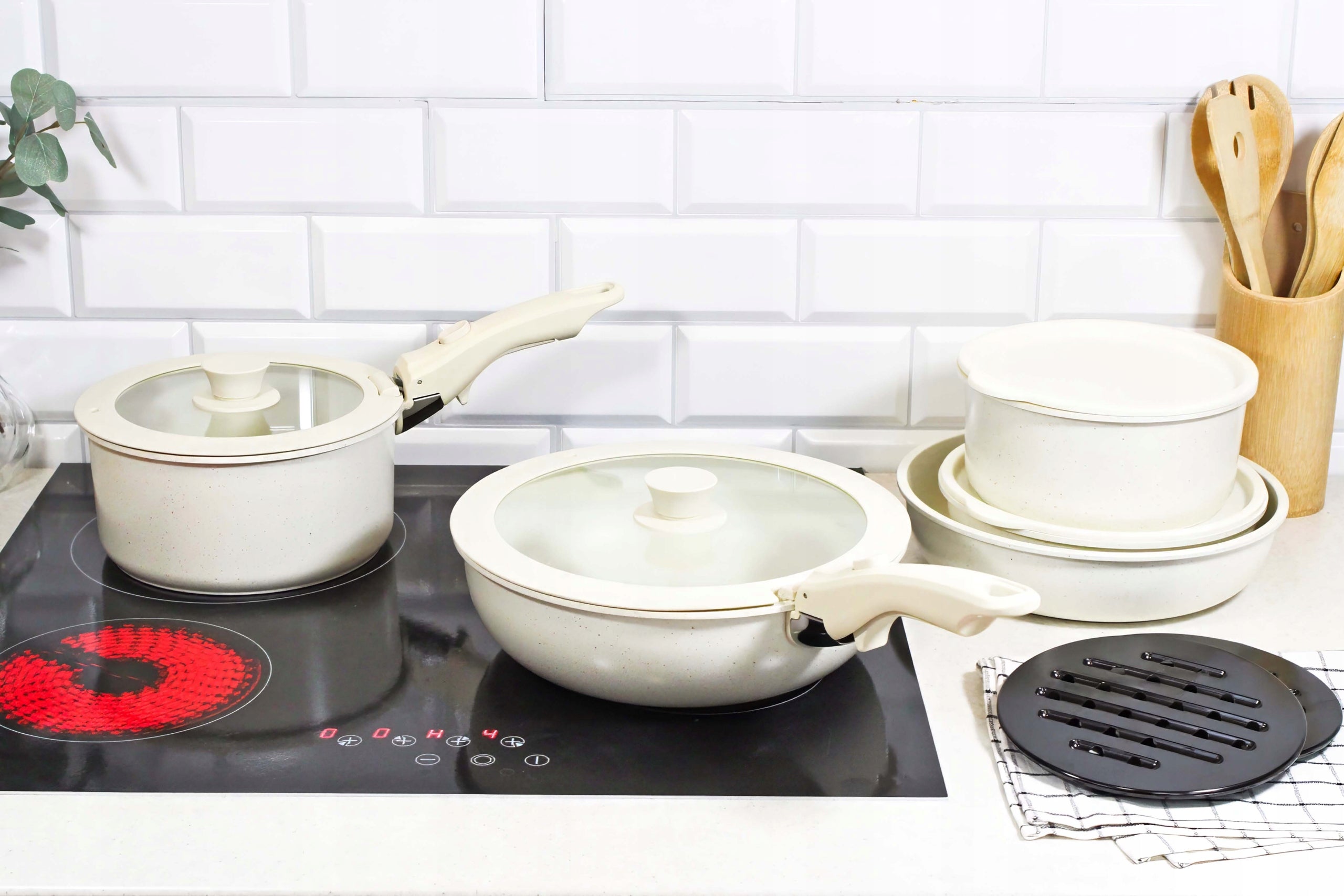 Set of Pan Pots with Covers 13el Color black
