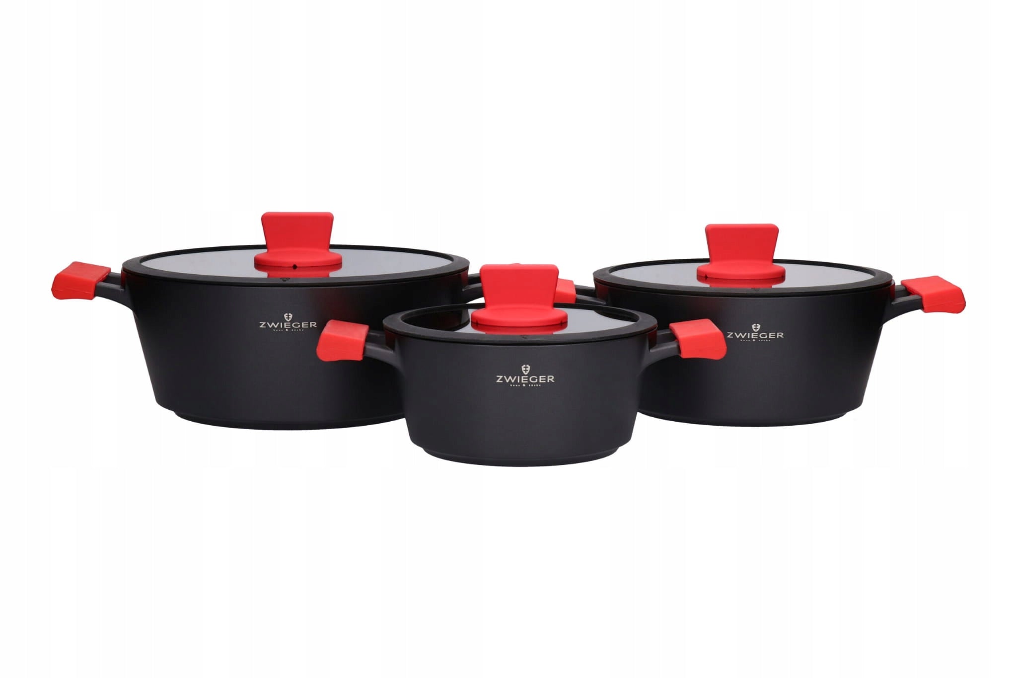 Set of Pots with Lids OBSIDIAN 6 elements Induction Brand Zwieger