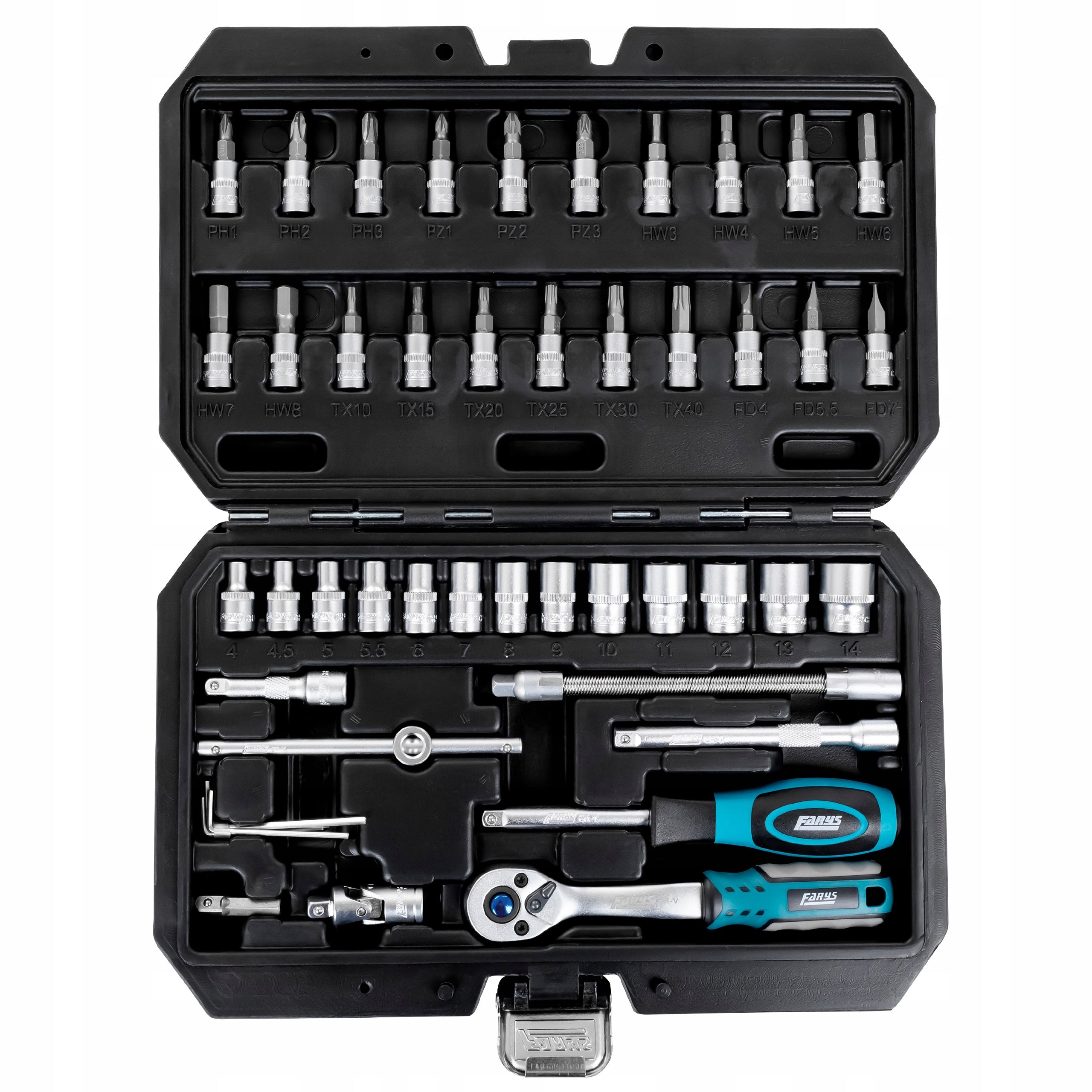 Set of Socket Wrenches 1/4'' IMBUS TORX Ratchet Tools 46el. Farys Key type socket