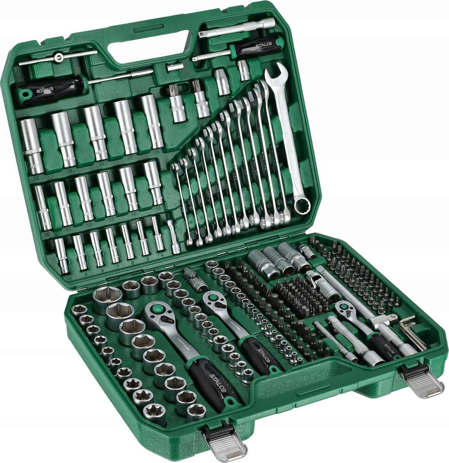 Set of Socket Wrenches Stalco ratchet 1/2” 3/8” 1/4”, 219 el.