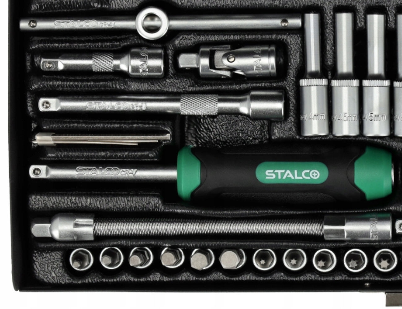 Set of Socket Wrenches with ratchet 1/4” 67 Stalco box S011100067 Brand Stalco