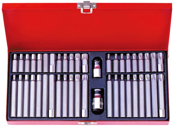 Set of TORX HEX SPLINE bits 44 pcs. KING TONY 1044CQ - Metal cassette Brand King Tony