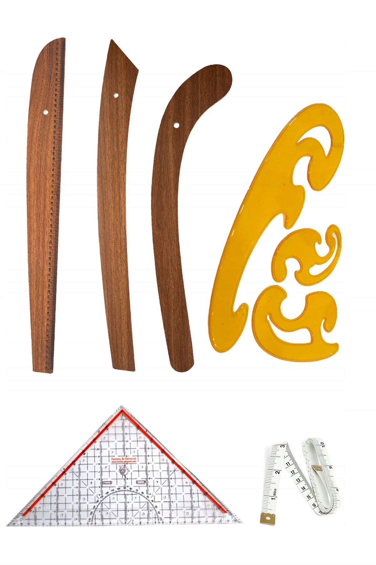 Set of Tailor Rulers 6pcs. – Curves, Measures, Geoderki - Sewing Hobby Manufacturer code 1095-3PARCACETVEL