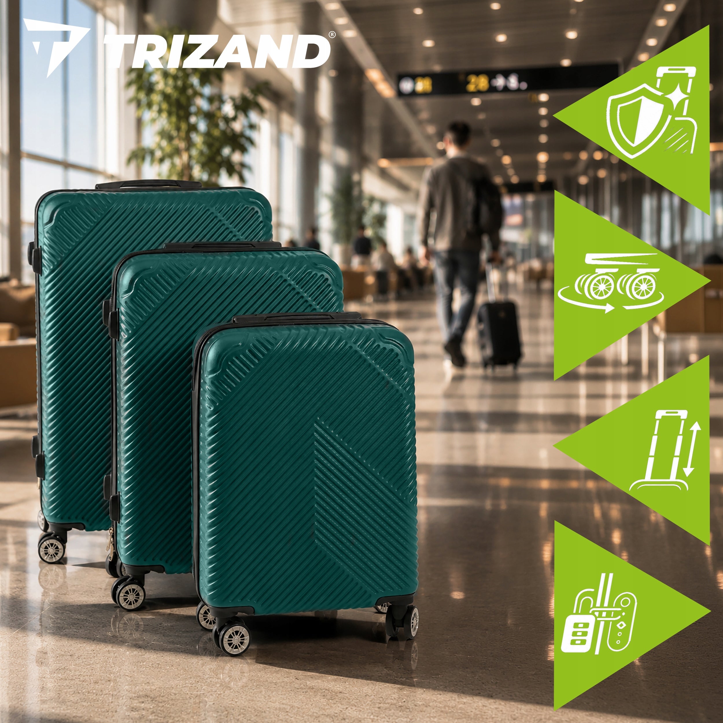 Set of Travel Suitcases 3in1 on Wheels Travel Suitcase Luggage Set Width (longer edge) 48 cm