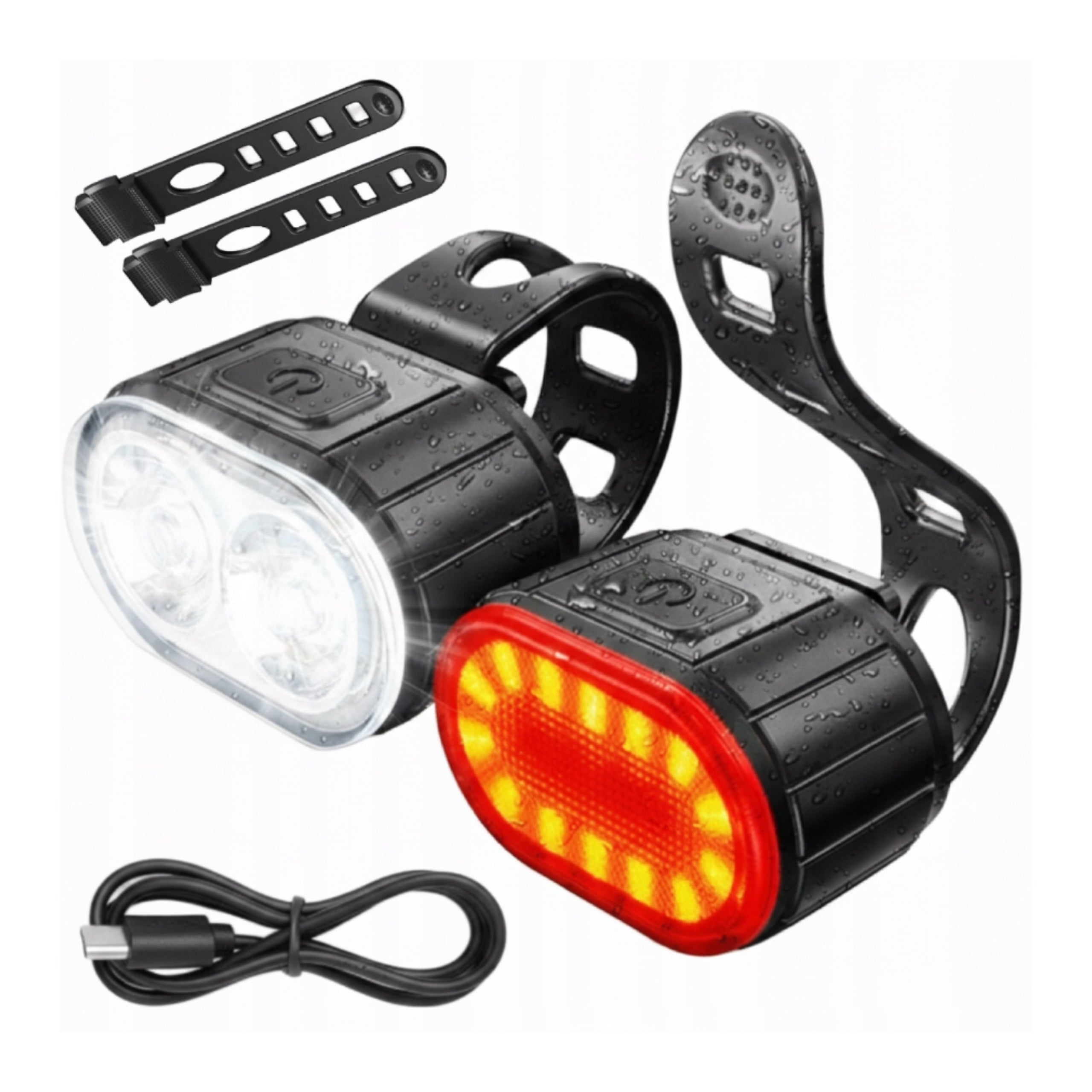 Set of USB LED Bike Lights for Front Rear Universal Strong Lamp