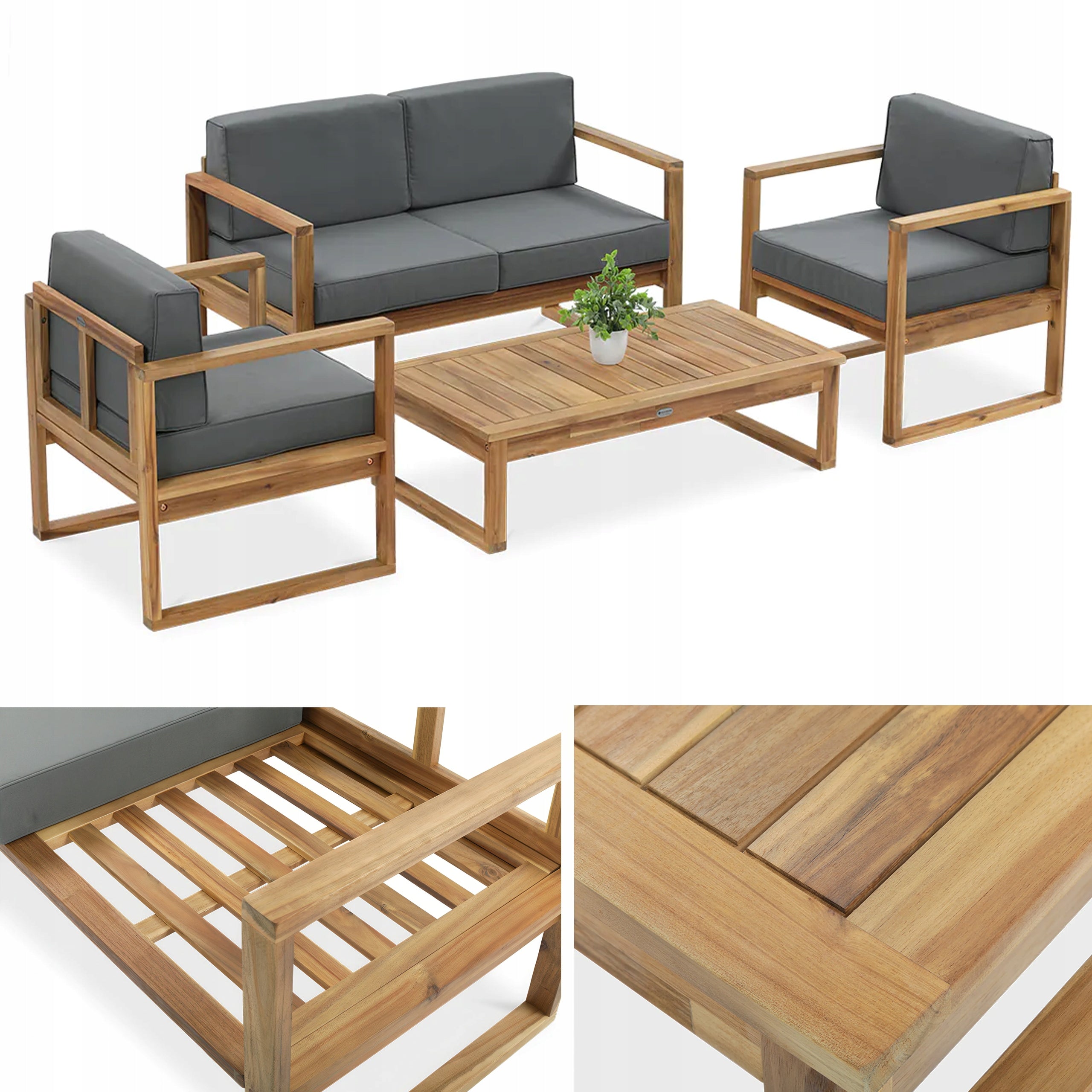 Set of Wooden Garden Furniture DALI Sofa 2xFotel Wooden Table 4os