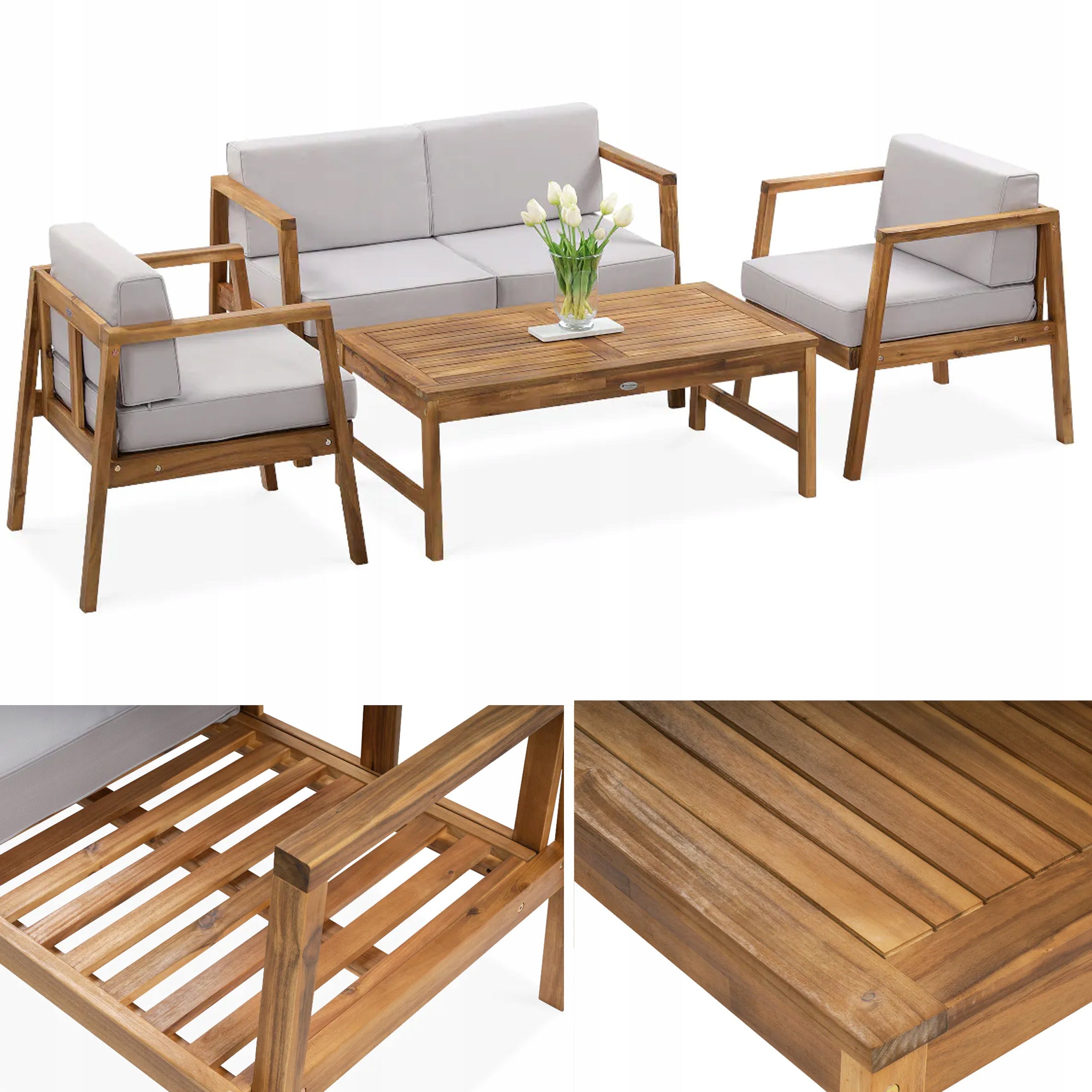 Set of Wooden Garden Furniture MALMO Garden Furniture Wooden Brown