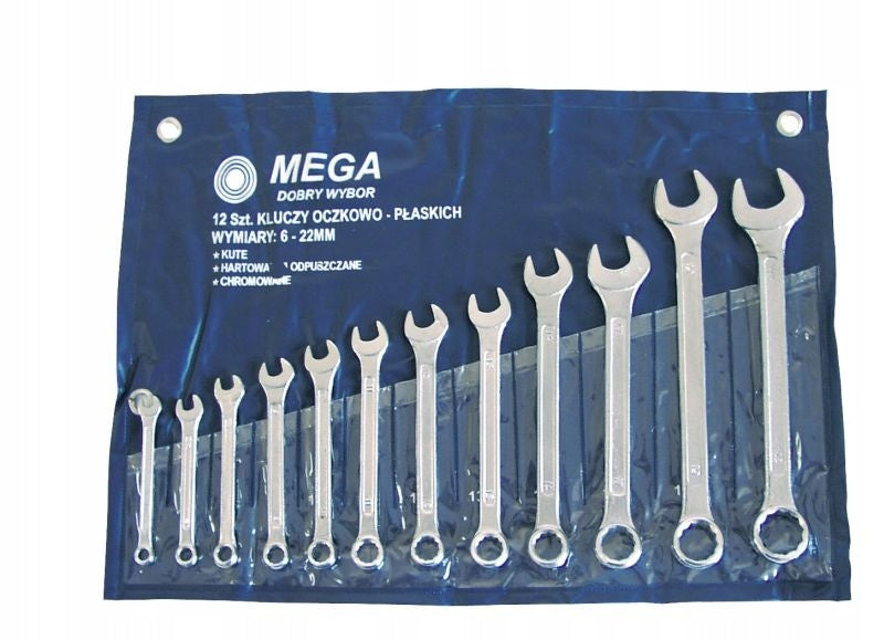 Set of Wrenches Flat Eye Wrenches Set of 12 Elements Mega 35112H Brand MEGA