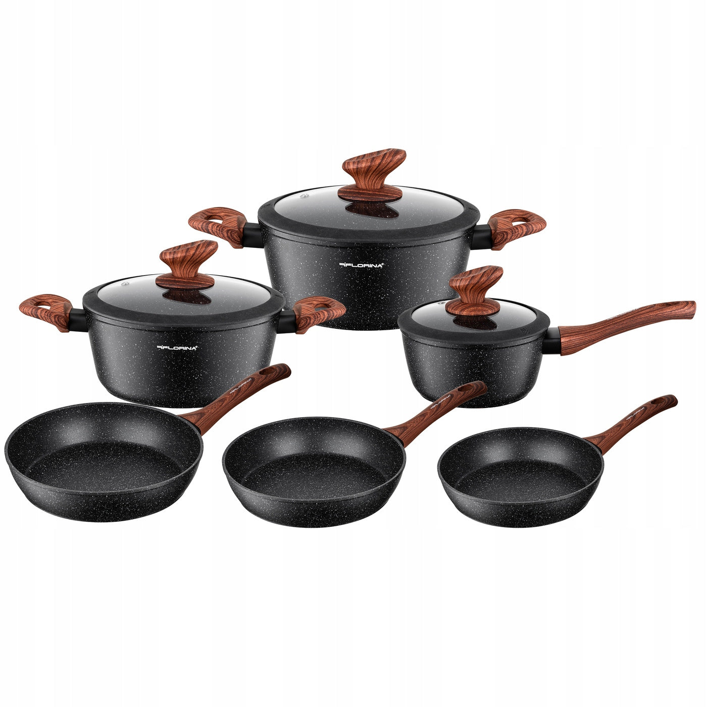 Set of aluminium pots Florina Master Black 9el.