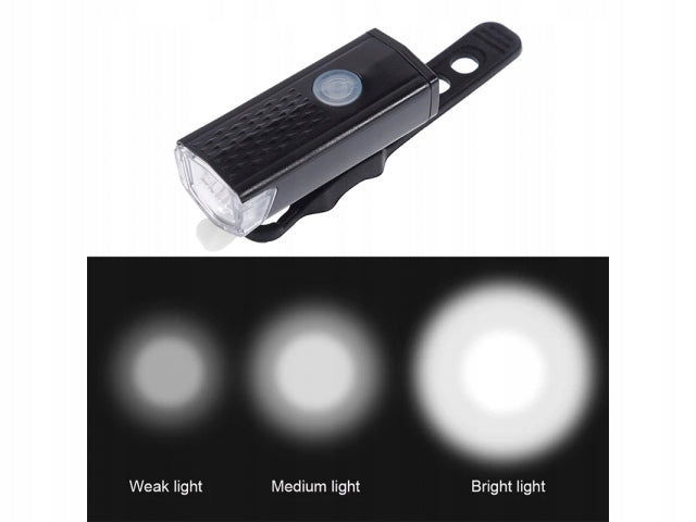 Set of bicycle lights LED bicycle light front rear USB 3 modes strong Brand SATIS